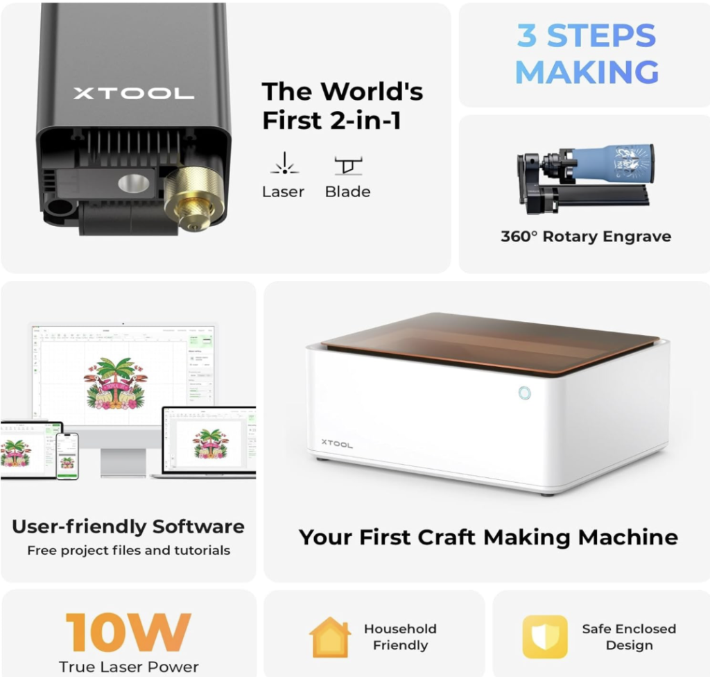 xTool M1 10 W diode laser cutting 3 mm birch.
