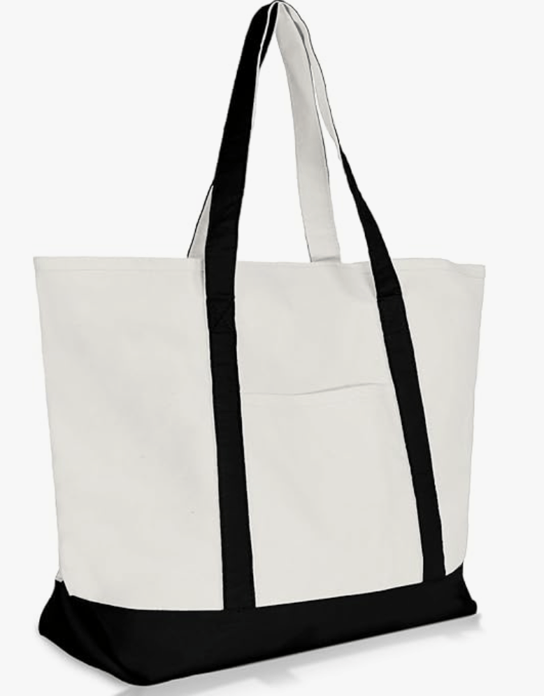 22" Heavy Duty Cotton Canvas Tote Bag (Zippered)