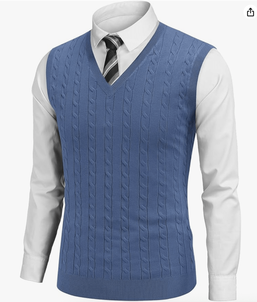 COOFANDY Men’s Cable-Knit Sweater Vest