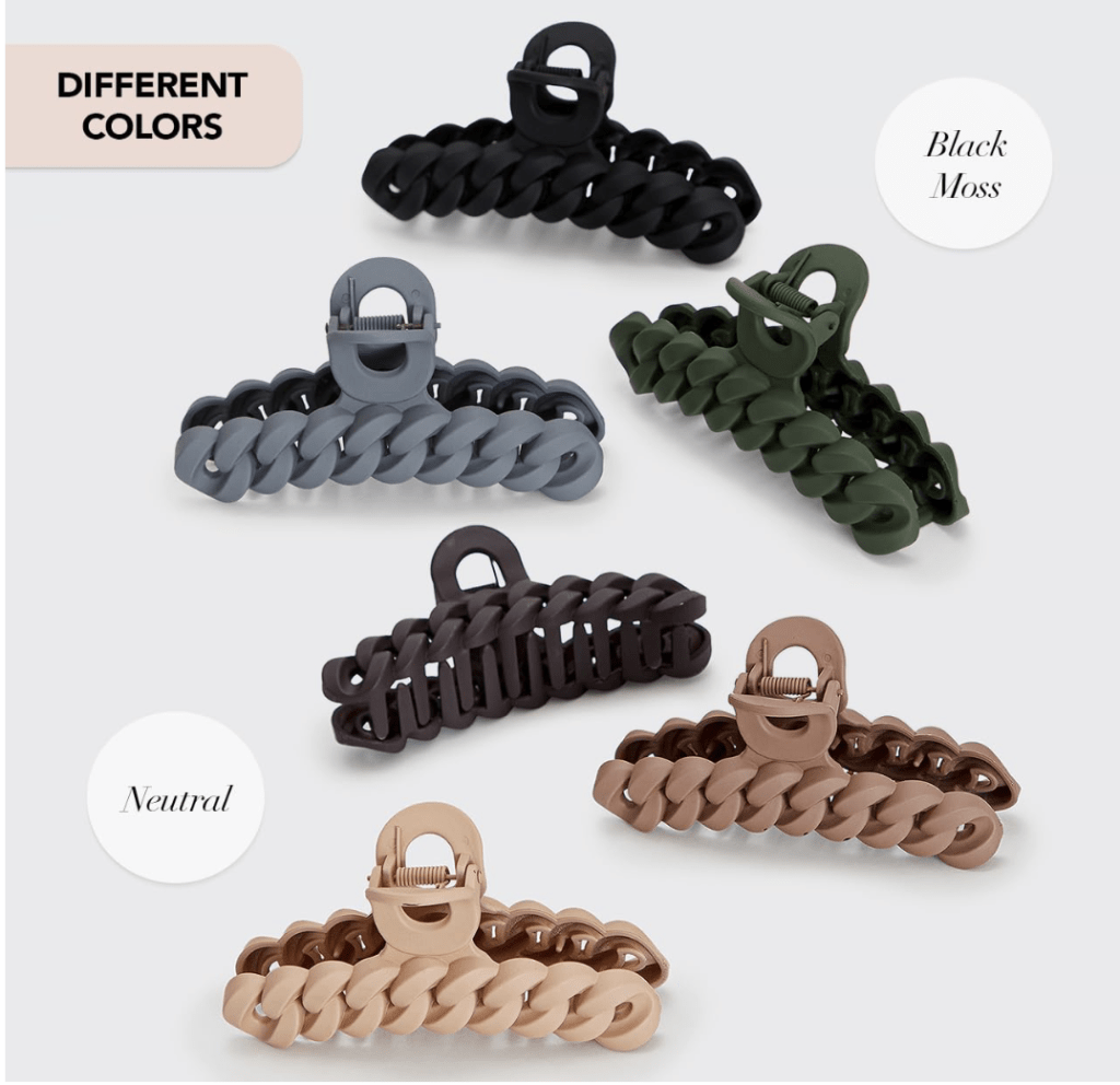 Kitsch Recycled Plastic Large Claw Clip (3pc Set Large Neutrals)