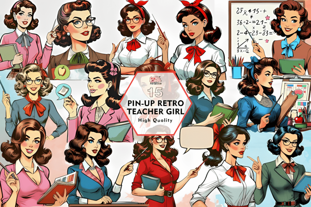 Retro school graphics