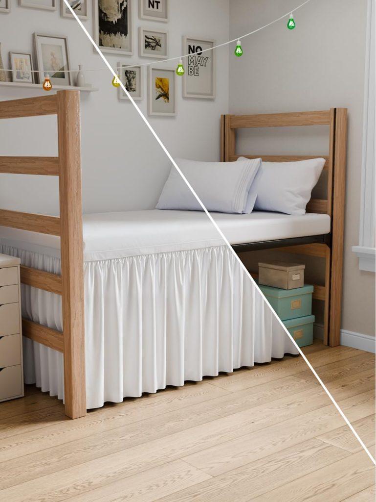 Twin XL bed skirt (30–32″ drop), wrap-around