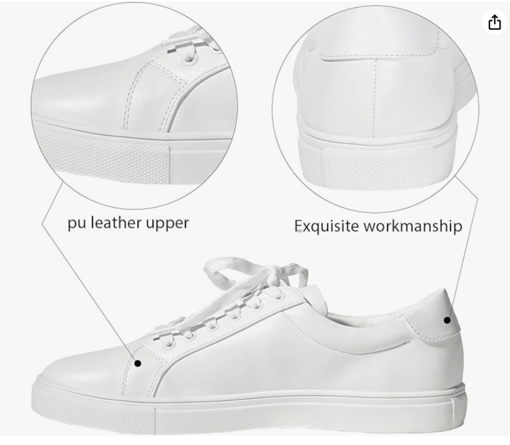 YZ Classic White Sneakers for Women PU Leather Tennis Shoes Low Top Casual Shoes
