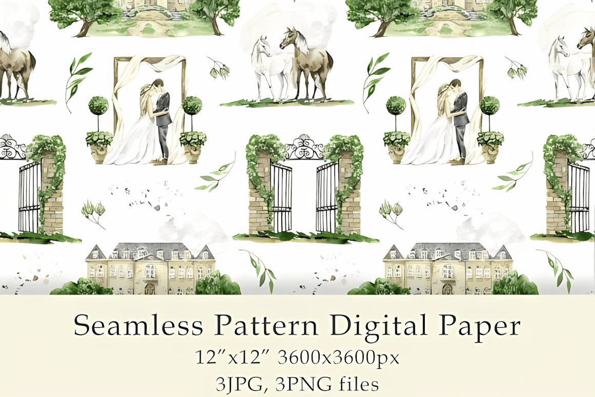 Seamless patterns for wedding