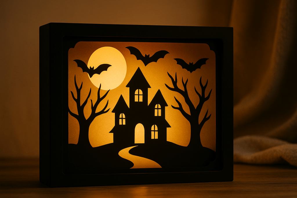 Haunted house layered shadow box template