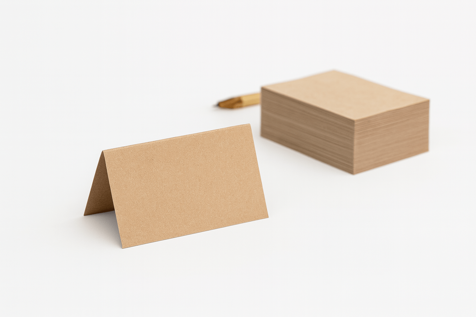 Blank Kraft Tent Place Cards — pre-scored 3.5×2 inch