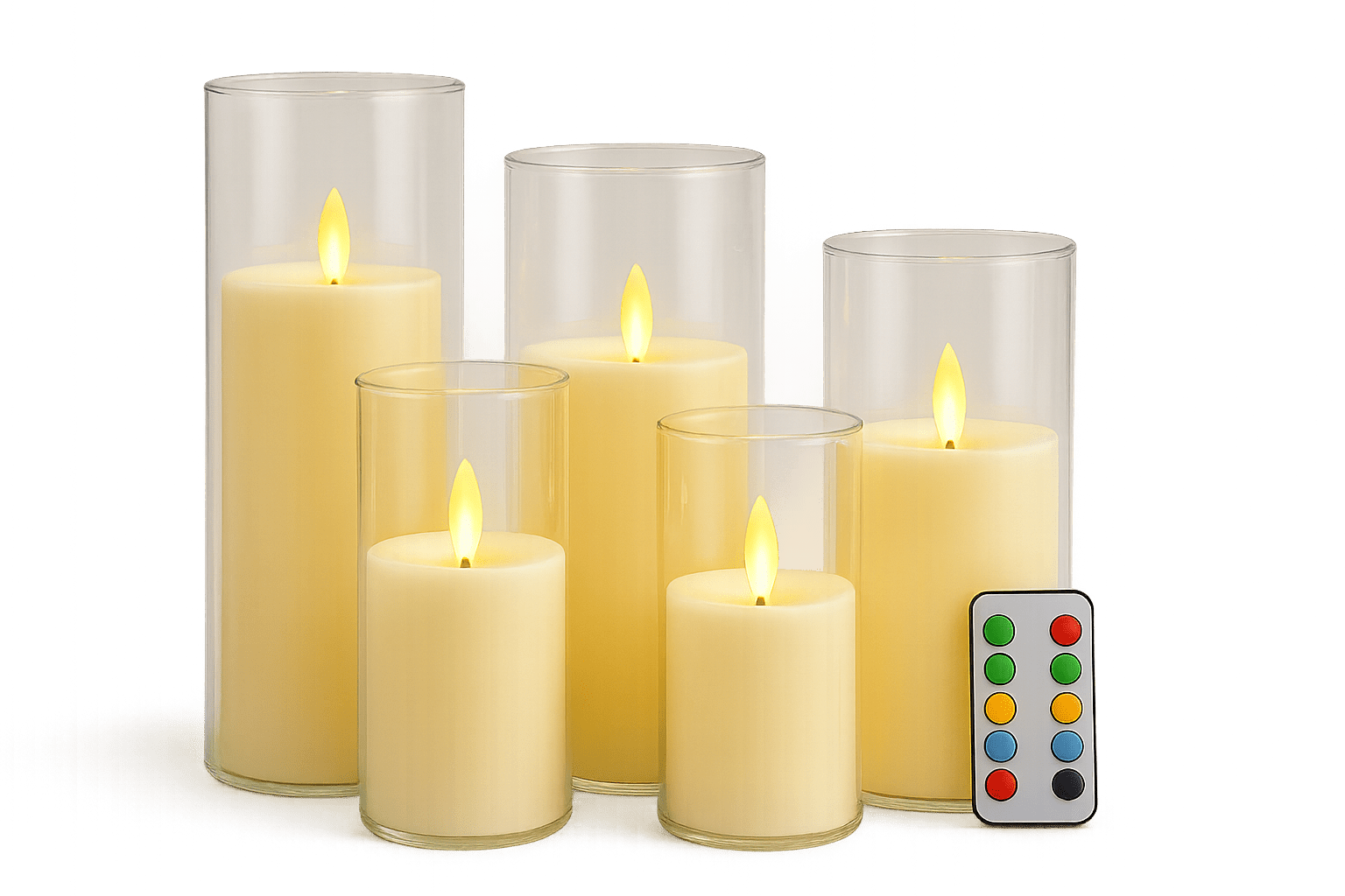 Flameless LED Pillar Candles — set with remote & timer