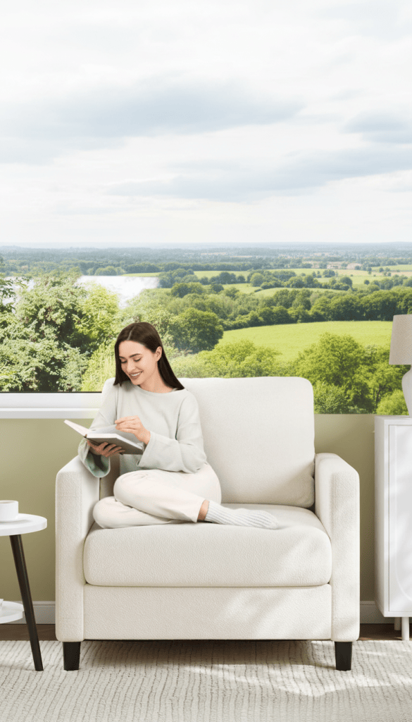Accent chairs & bookshelves