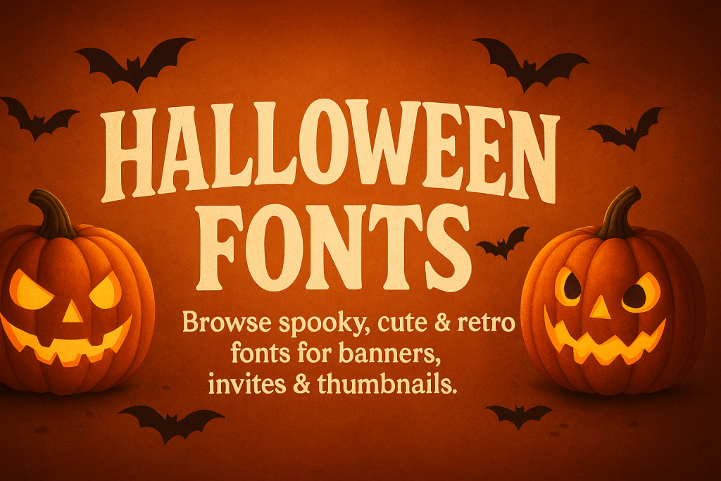Halloween fonts banner with spooky, cute and retro styles