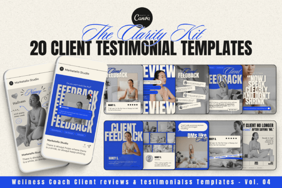 Client testimonial cards layout example”