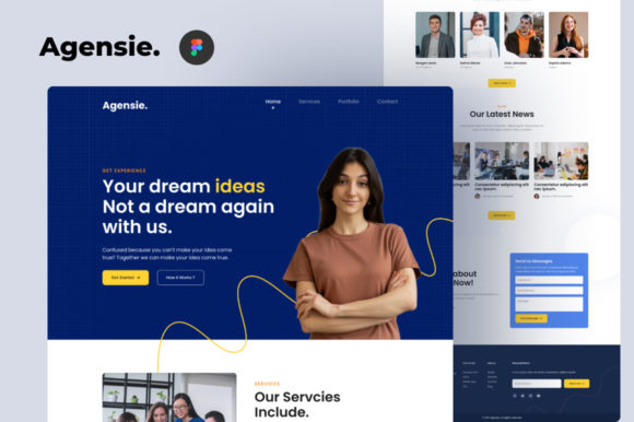 Agency website template layout preview