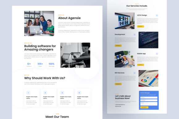 Agency website template homepage preview