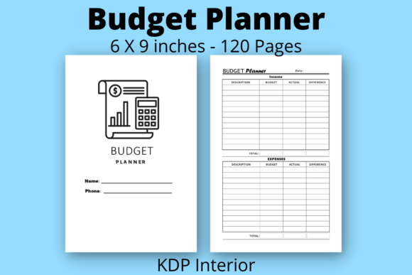 KDP budget planner interior template preview (savings and trackers)