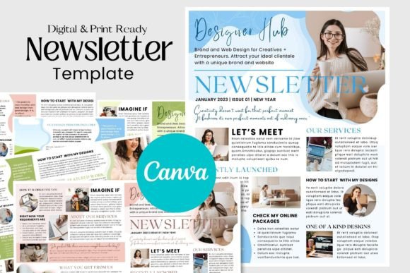 Canva business newsletter template layout preview
