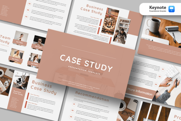 Case study Keynote template with clean project breakdown slides
