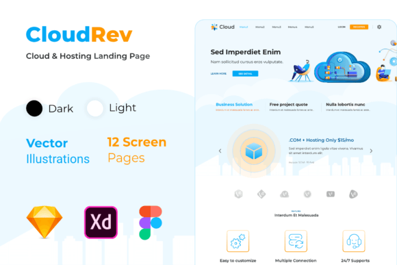 Cloud hosting product launch landing page template with waitlist CTA