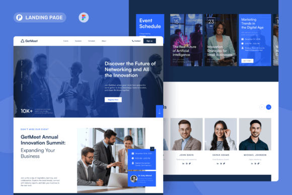 Event registration landing page template with agenda and signup form