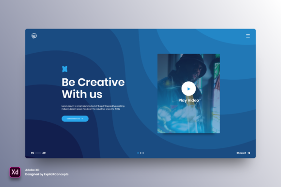 Hero header landing page template with bold headline and CTA button