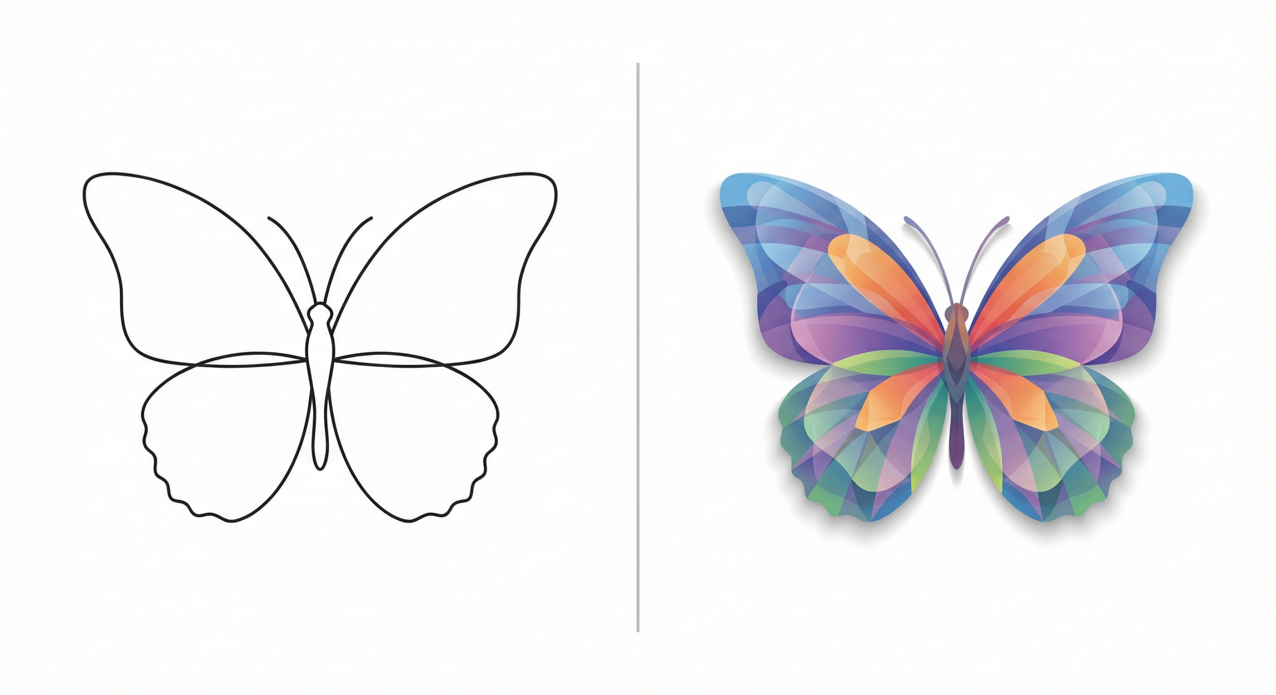 Comparison of free simple butterfly SVG versus premium detailed multi-layer butterfly SVG design