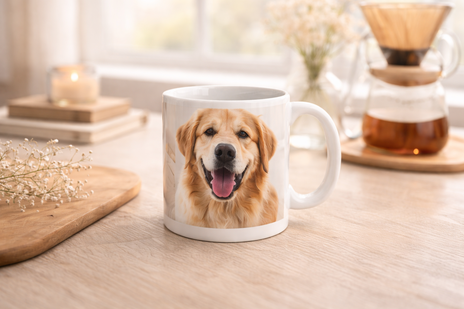 Family photo mug gift with warm home styling